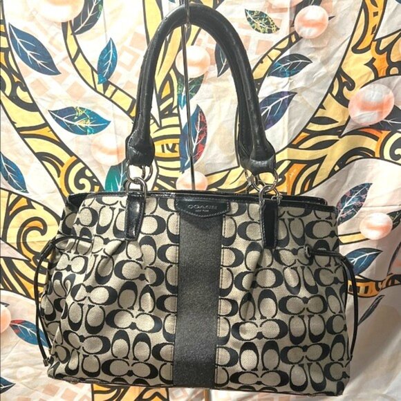 Coach Signature Stripe Drawstring Tote - COA Included - Picture 1 of 16